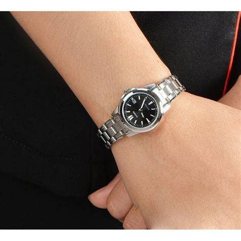 Женские часы Casio LTP-1215A-1A2DF Стальные Серебристые с черным – фото ...