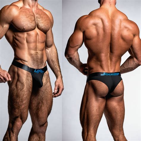 concept of narrow jockstrap for males presented by a athletic male