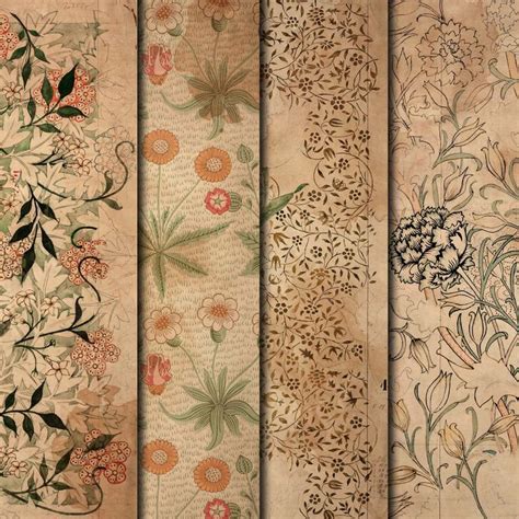 digital vintage floral pattern paper printable papers  junk