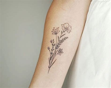 Minimalist Flower Bouquet Tattoo