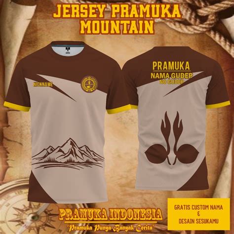 jual baju jersey pramuka motif gunung lengan panjang  pendek