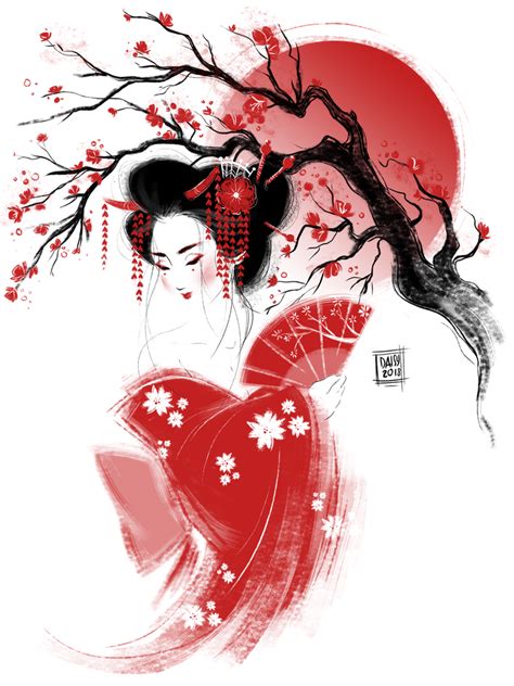 Red Geisha Throw Pillow by Daisyart_lab - Cover (16" x 16") with pillow ...