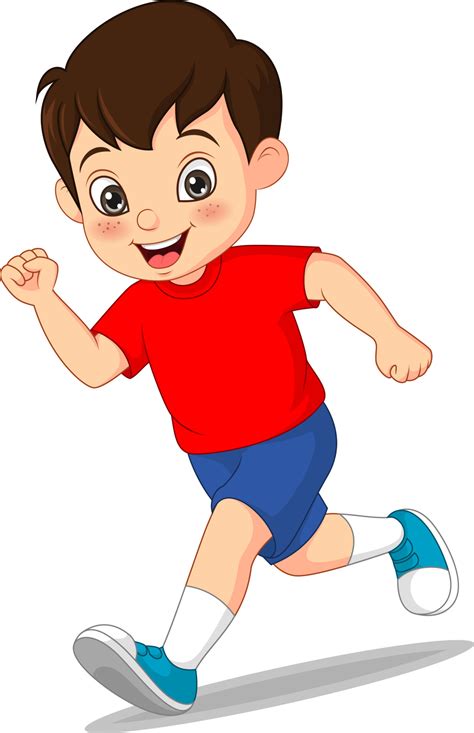 cartoon funny  boy running  vector art  vecteezy