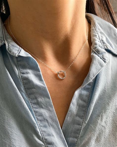 sterling silver circle necklace sterling silver ring etsy