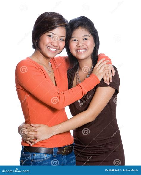 Beautiful Asian Sisters Isolated Stock Photo - Image of casual