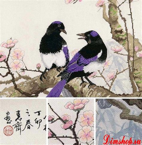 Набор для вышивания Xiu Crafts 2030801 Blue Magpies on Plum Tree