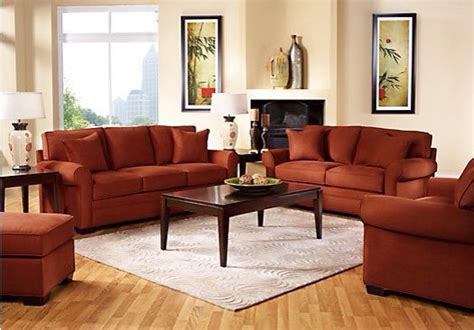 Orange Leather Sofa Set - sofa living room ideas