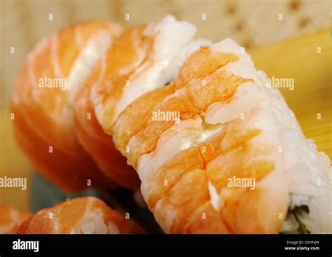 Japanese sushi traditional japanese food.Roll made of Smoked fish Stock ...