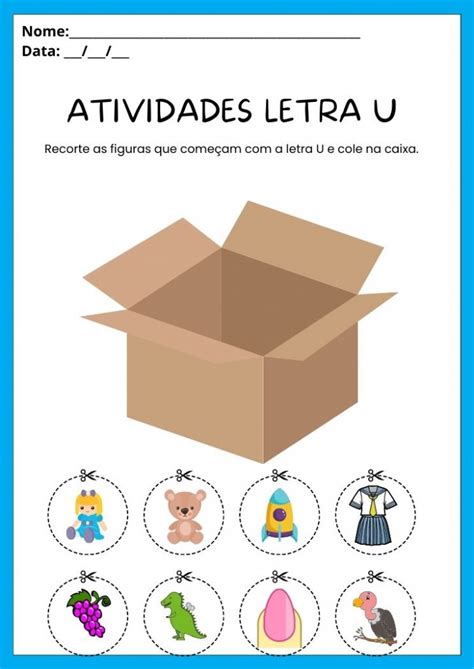 Objetos Com A Letra U Infantil - Atividades com a Letra U Maiúscula e Minúscula para Imprimir