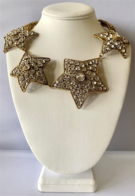 Vintage Chanel Star Diamante Statement Necklace For Sale at 1stDibs