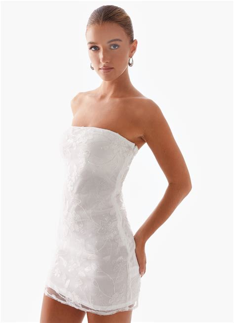 Moorey Beaded Mini Dress - White Silver – Peppermayo