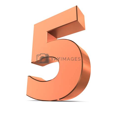Shiny Number 5 - Bronze/Copper by PixBox Vectors & Illustrations with