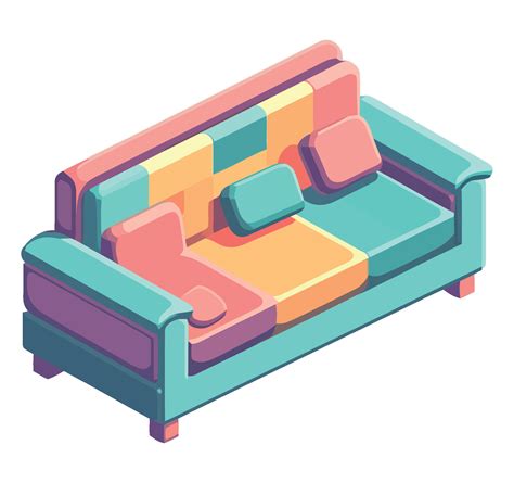 isometric illustration   colorful couch  vector art