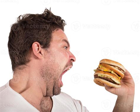 hungry man  burger  stock photo  vecteezy