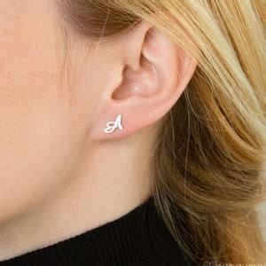 GIFT FOR HER Dainty Initial Earrings by Caitlyn Minimalist - Etsy