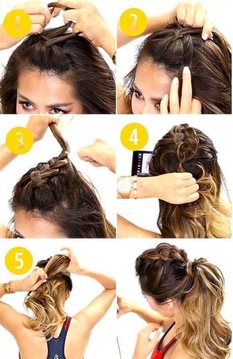 Прически на средние волосы своими руками | Женский мир | Cabelo ...