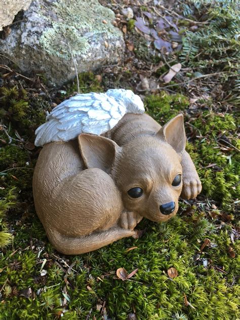 Chihuahua Angel Statue, Angel Dog, Concrete Dog Statues, Pet Memorial