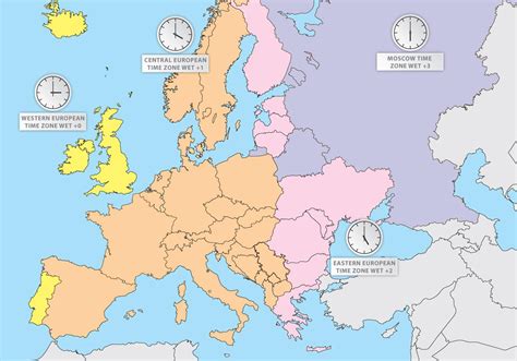 Time Zones Of Europe Europe Map Vector 108767 Vector Art at Vecteezy