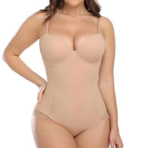 JOYSHAPER Strapless Bodysuit Tops Built-in Bra For Tummy Control