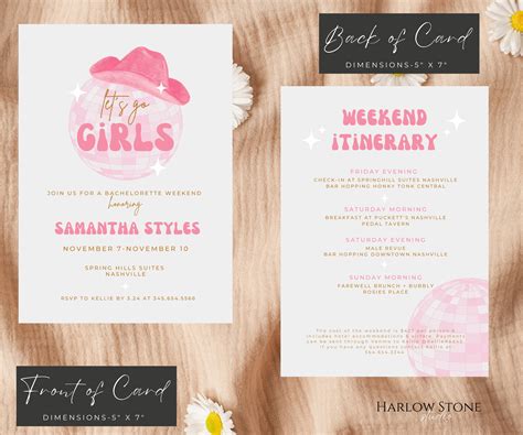 Nashville Invitation & Itinerary Template Let's Go Girls - Etsy
