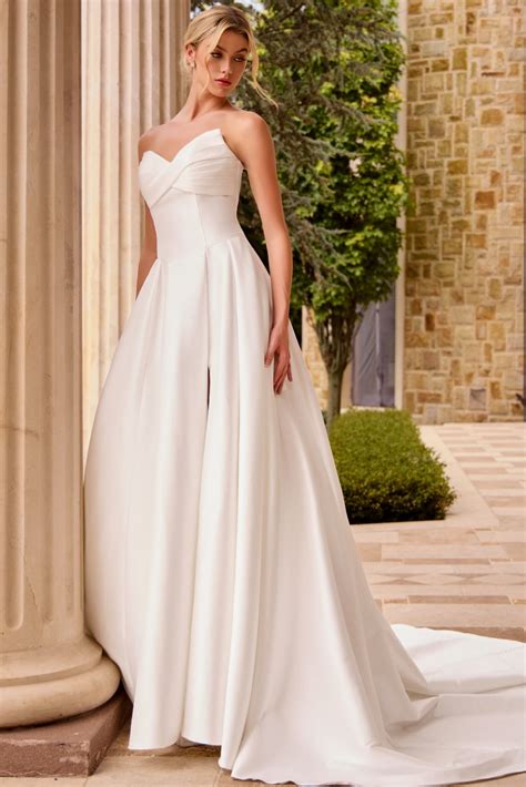 Strapless Sweetheart Satin Wedding Dress JB46880 | Jovani