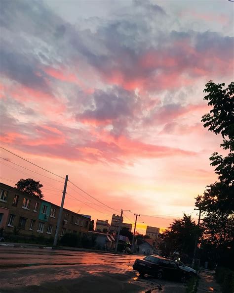 закат, небо, красивый вид, малиновый закат | Sunset, Clouds, Celestial