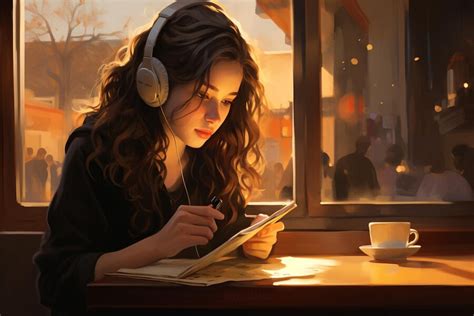 Premium AI Image | Sitting in a chair a young girl multitasks with a ...