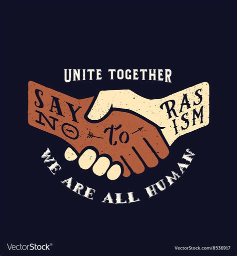 Say No to Racism Vintage Handshake Royalty Free Vector Image