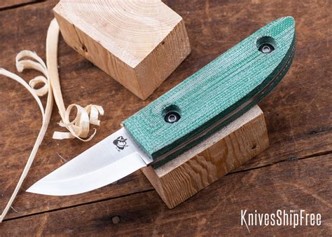 L.T. Wright Knives: Woods Monkey Kerf Carver - Green Micarta - AEB-L ...