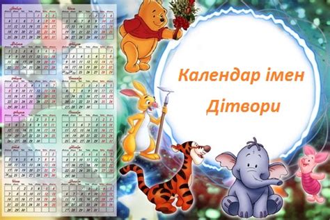 Календар імен: українських, російських та угорських по місяцях