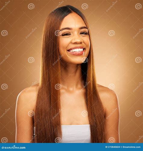 Hair, Beauty and Smile Portrait of Woman in Studio for Growth and Color