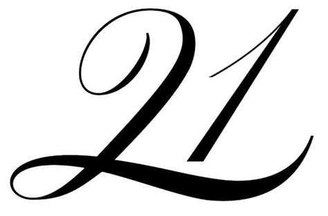 Free Printable Tracing Numbers: Fancy Calligraphy Number 21