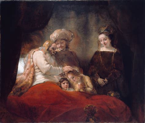 Rembrandt Harmensz. van Rijn: Jakob zegent de zonen van Jozef | bijbel ...