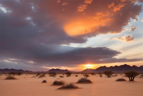 Premium AI Image | Dramatic sunset in the Namibian desert Sossusvlei in ...