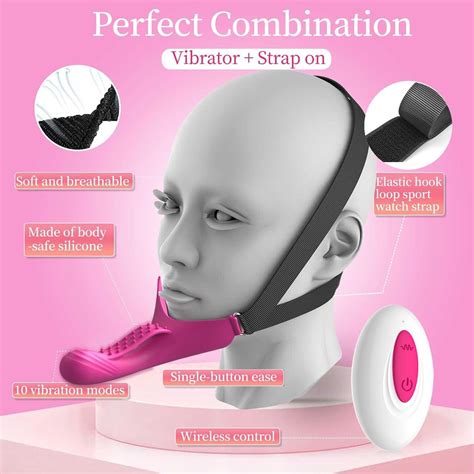 Strap-On Face Chin Harness Vibrator Dildo Head Oral Adult Couples Funny