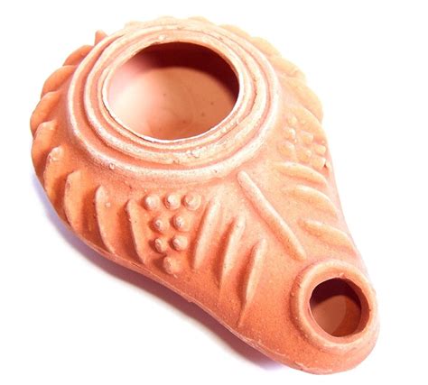 Holy Land Market Herodian Ancient Biblical Oil Lamp Replica (Clay / Red ...
