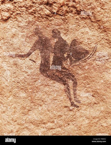 Famous prehistoric rock paintings of Tassili N'Ajjer, Algeria Stock ...