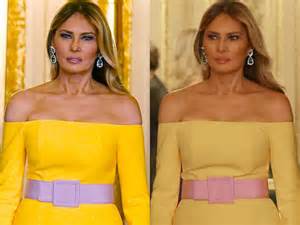 Melania Trump’s yellow dress and purple belt combo sparks colour debate