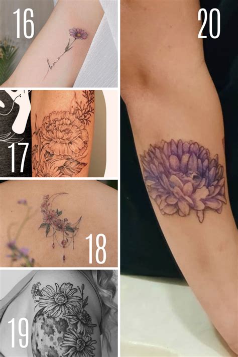 aster flowers tattoo 7