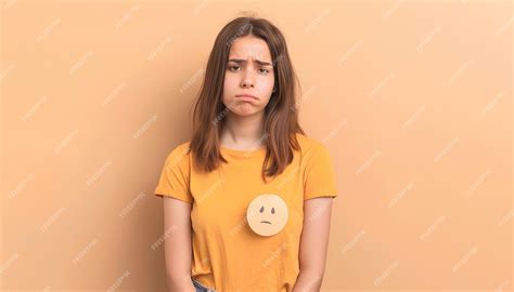 Bella mujer joven morena con cara triste expresión triste emoción