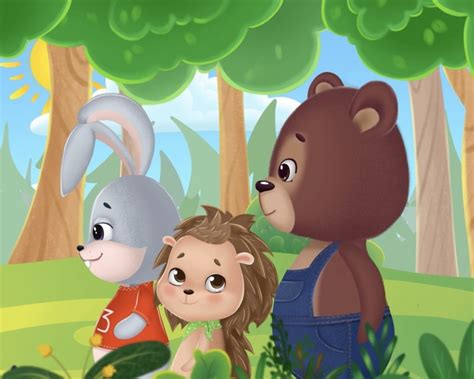 Иллюстрация Сцена из мультфильма "Три друга"