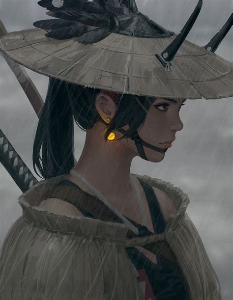 Samurai girl: Original anime character [digital art by GUWEIZ ...
