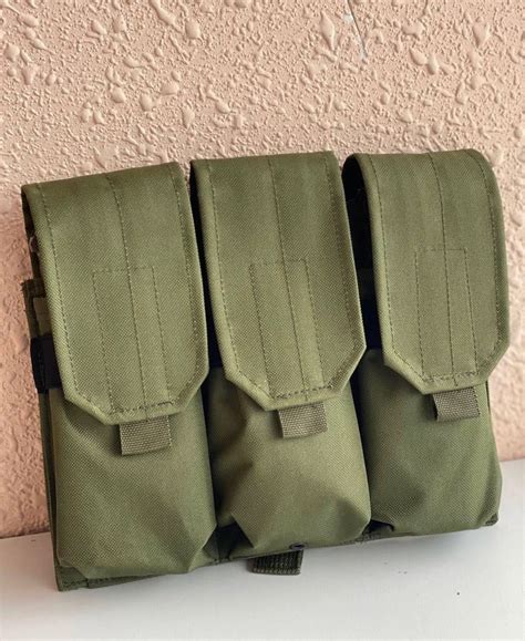 Подсумок тройной для магазинов АК закрытый с MOLLE олива пиксель мульт ...