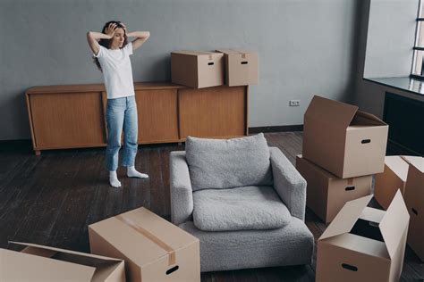 Upset woman homeowner gets stressed by relocation. Owner eviction ...