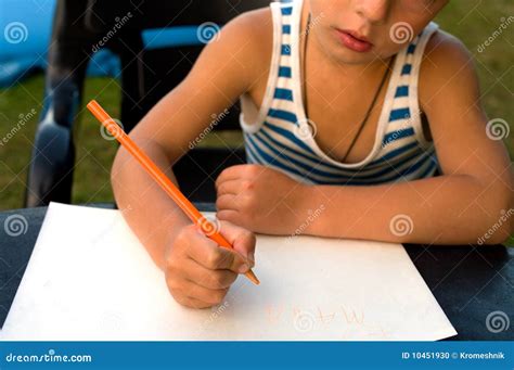 child writes stock photo image  write childhood