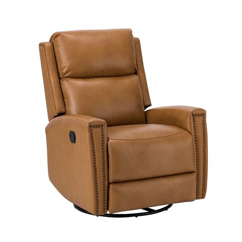 Buy 14 Karat Home Genuine Leather Swivel Rocker Recliner, Manual Glider ...