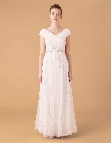 Laurie Lace and Tulle Bardot Bridal Dress Ivory | The Bride | Monsoon US.