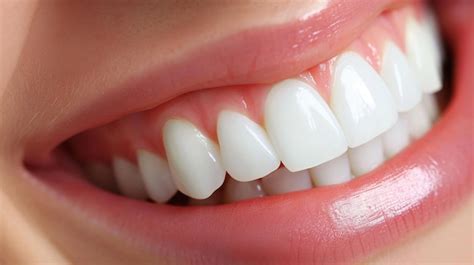 premium photo macro shot   perfect smile  aligned white teeth