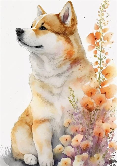 Premium Vector | Handpainted akita inu watercolor design
