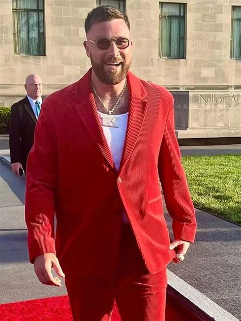 Travis Kelce Ring Ceremony Red Suit - For Sale